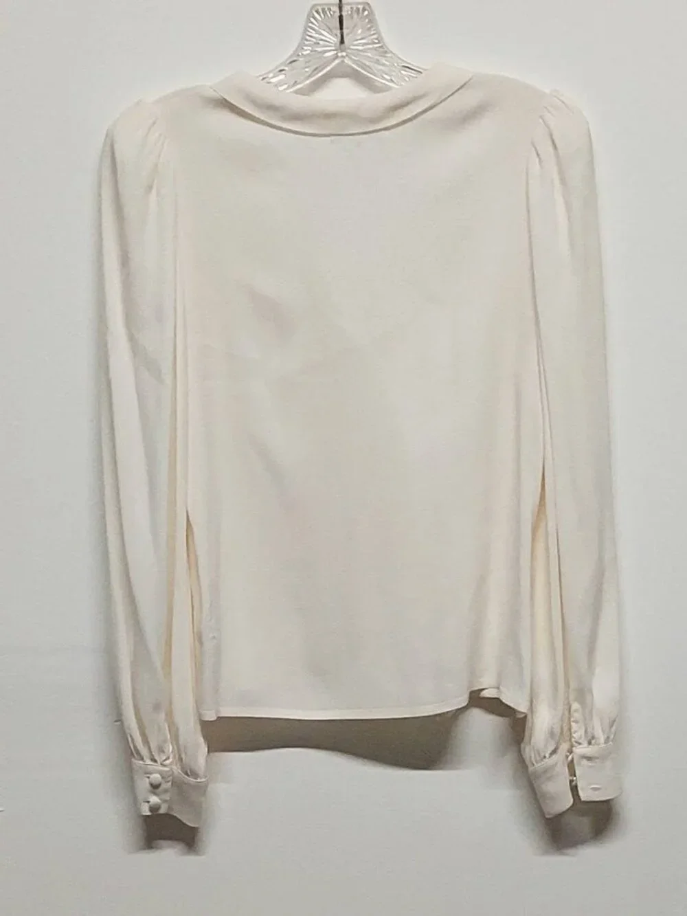 Reformation Ivory “Anaya” Puff shoulder Long-Sleeve Bow Tie Blouse Size: S